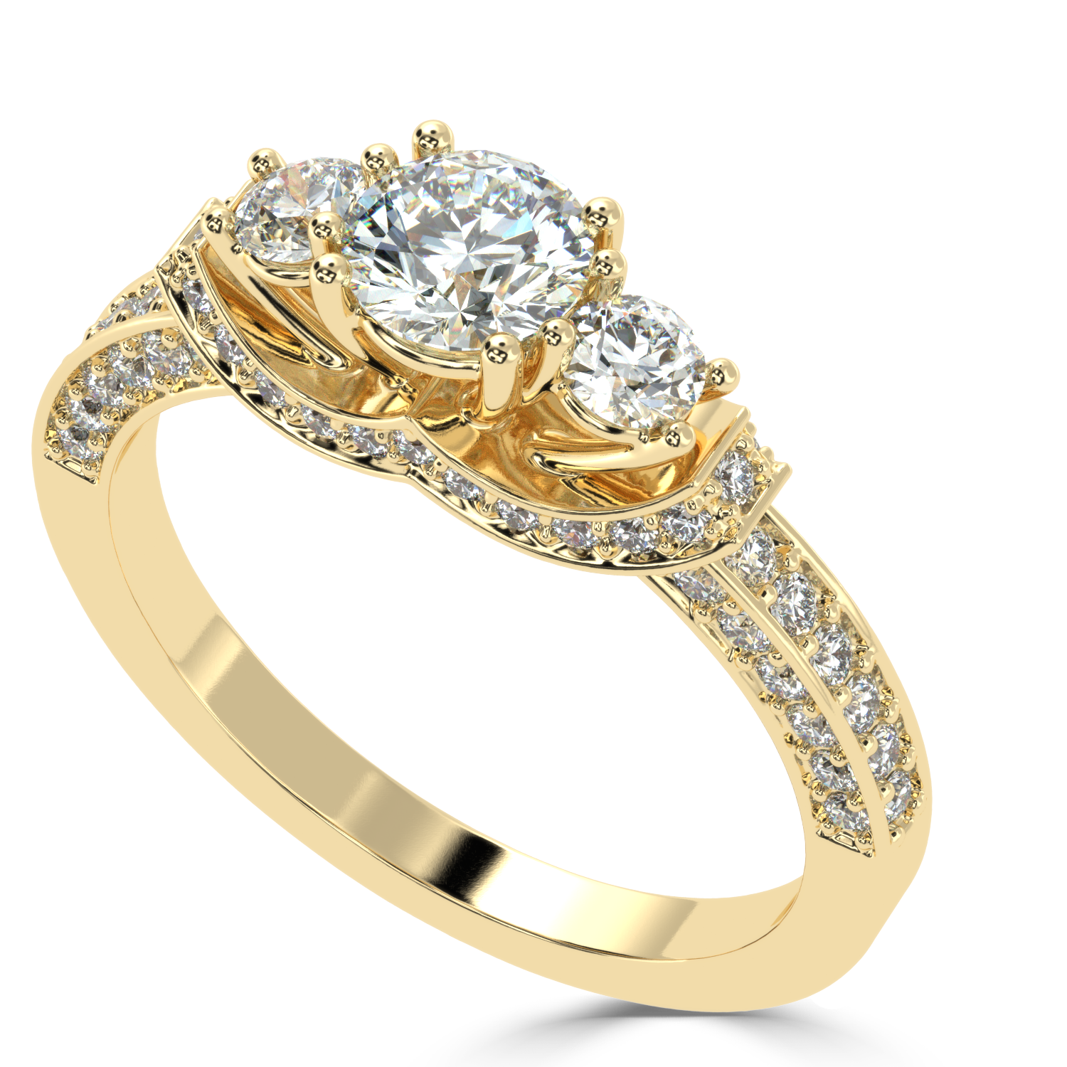 Buy 1.04Ct Three-stone Natural Diamond Ring | SolitaireKart